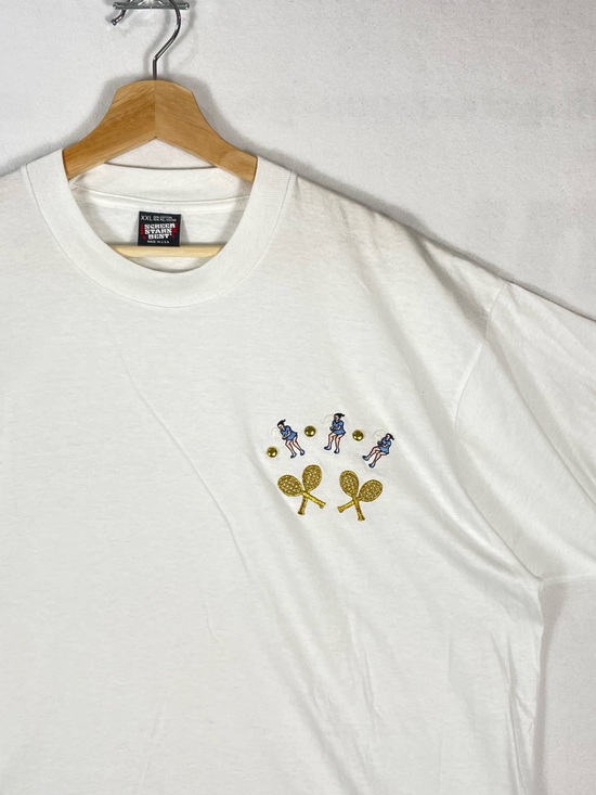 Screen Stars Other - Vintage Screen Stars Best Tennis embellished bejewelled White T shirt Sz XXL